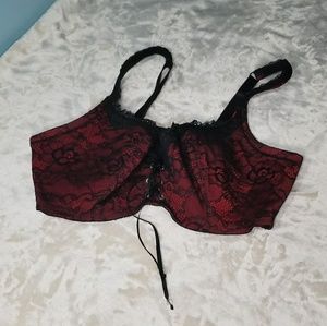 Red and Black Lace Bra